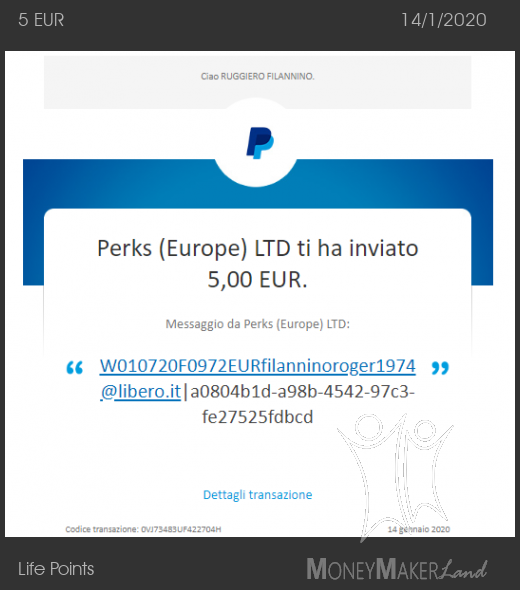 Pagamento 170 per Life Points
