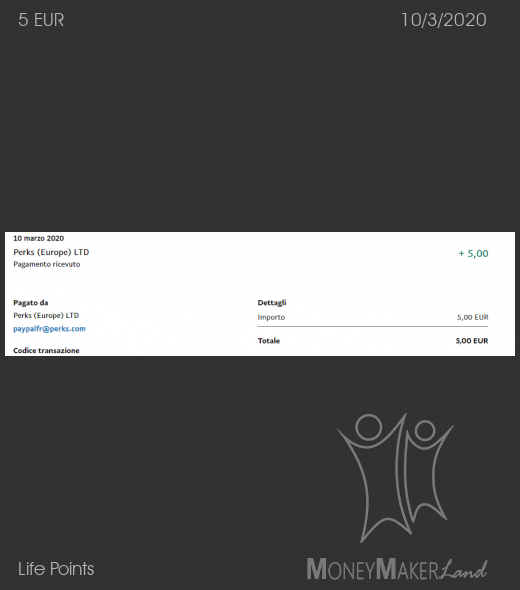 Pagamento 190 per Life Points