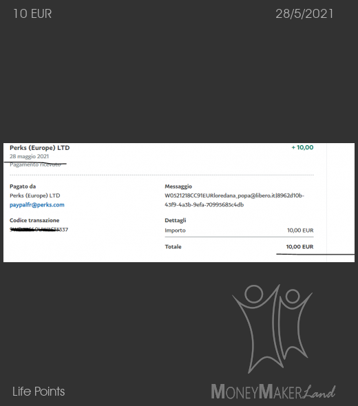 Pagamento 257 per Life Points