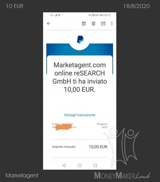 Pagamento 64 per Marketagent