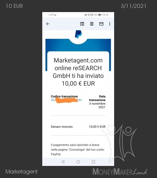 Payment 75 for Marketagent