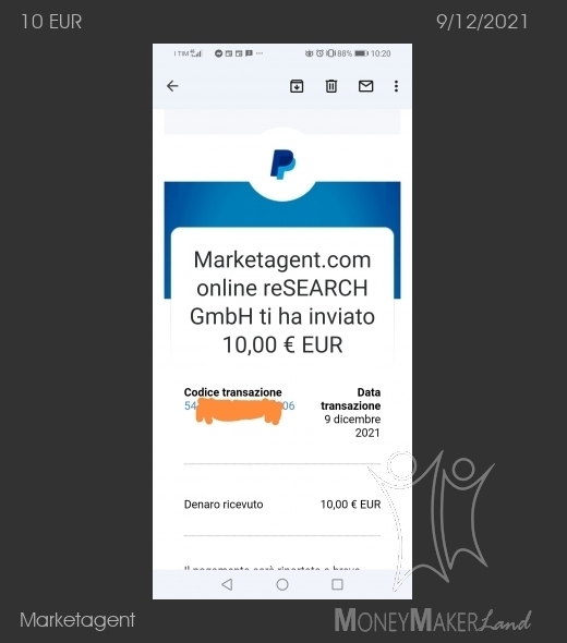 Pagamento 76 per Marketagent