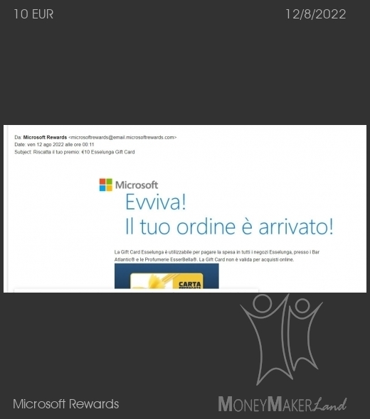 Payment 13 for Microsoft Rewards