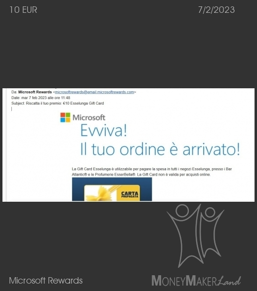Payment 17 for Microsoft Rewards