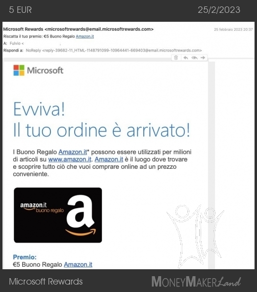 Payment 18 for Microsoft Rewards
