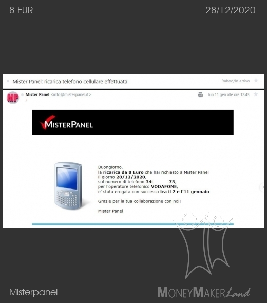Pagamento 107 per Misterpanel