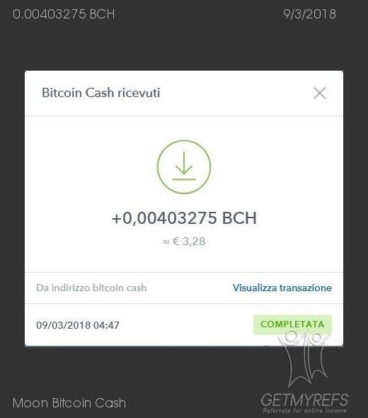 Payment 30 for Moon Bitcoin Cash