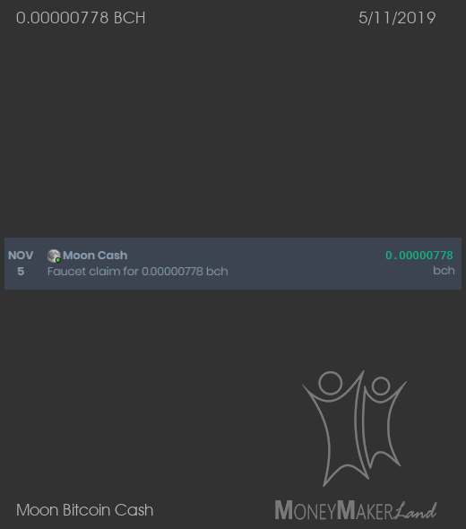 Payment 134 for Moon Bitcoin Cash