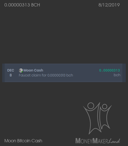 Payment 152 for Moon Bitcoin Cash