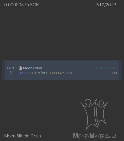 Payment 155 for Moon Bitcoin Cash