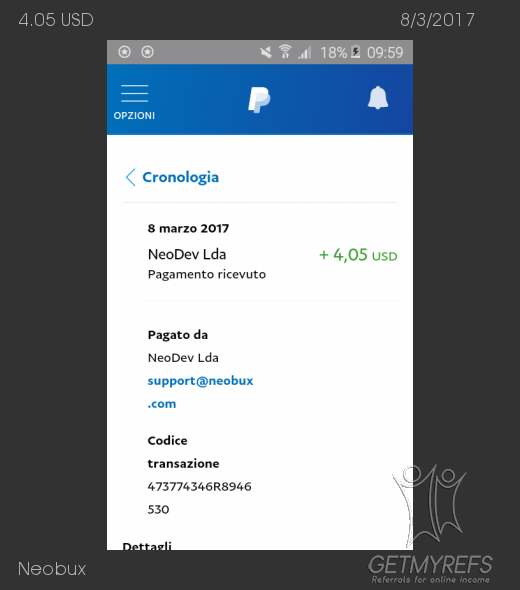 Pagamento 582 per Neobux