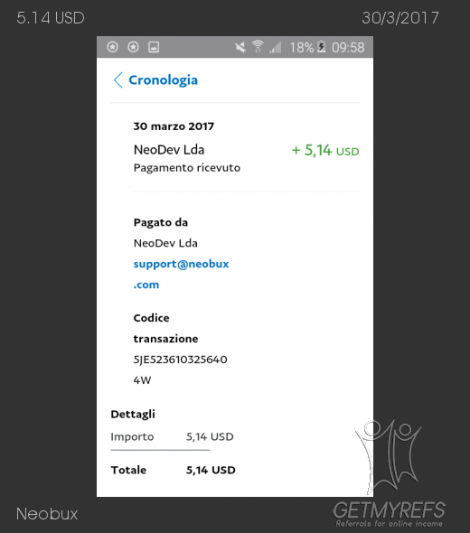 Pagamento 583 per Neobux