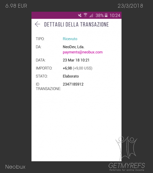 Pagamento 585 per Neobux