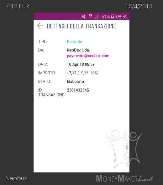 Pagamento 587 per Neobux