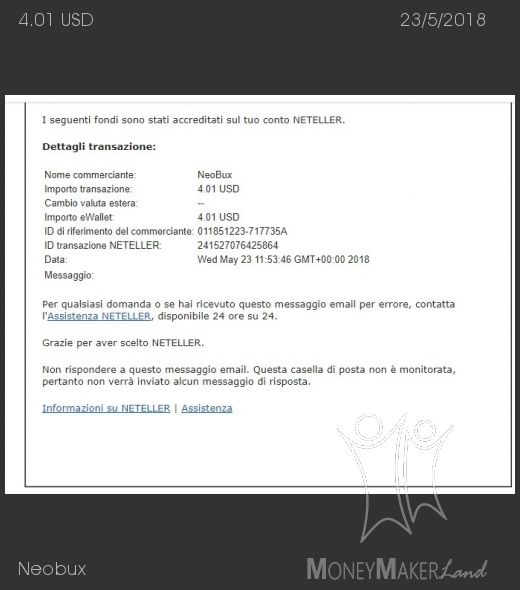 Pagamento 596 per Neobux
