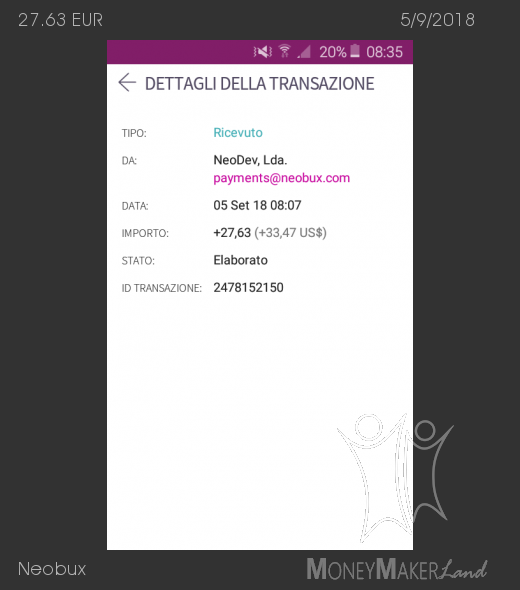 Pagamento 603 per Neobux