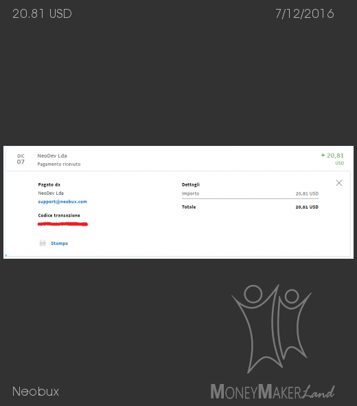 Pagamento 608 per Neobux