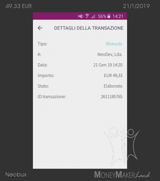 Pagamento 612 per Neobux