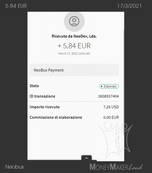 Pagamento 579 per Neobux