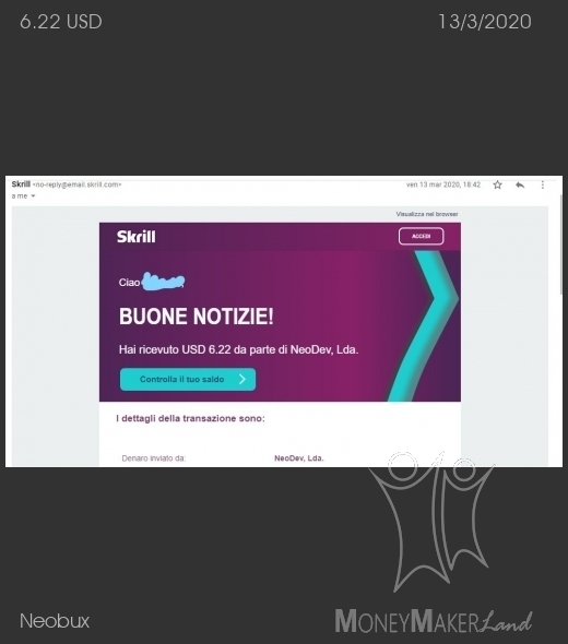 Pagamento 583 per Neobux