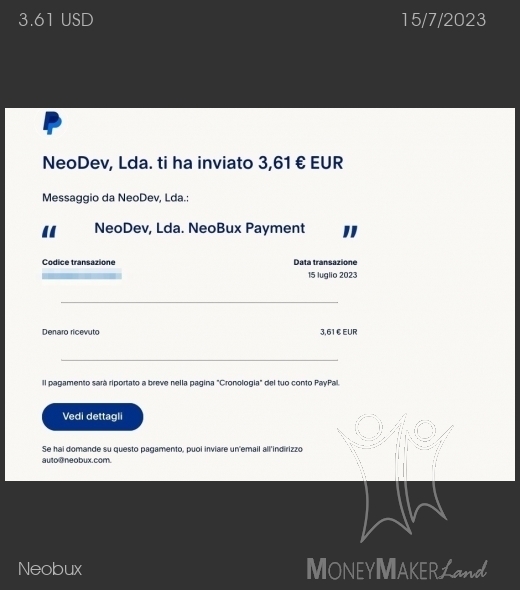 Pagamento 574 per Neobux