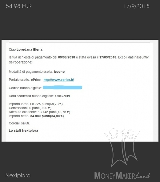 Payment 32 for Nextplora