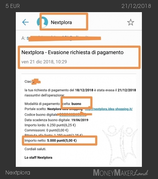 Pagamento 38 per Nextplora