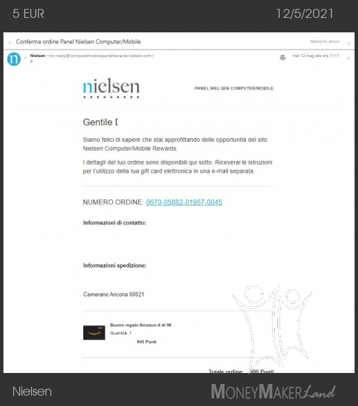 Pagamento 229 per Nielsen