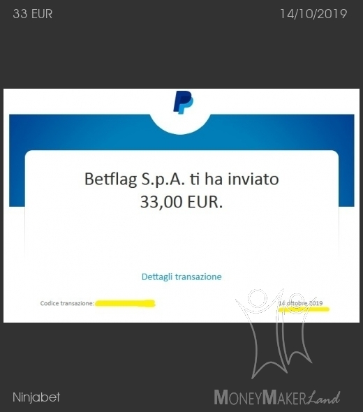Payment 84 for Ninjabet