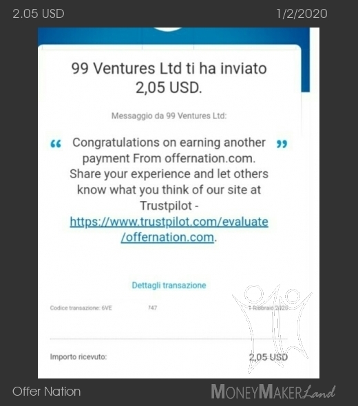 Payment 15 for Offer Nation