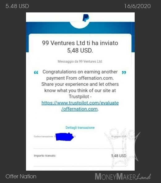Payment 21 for Offer Nation