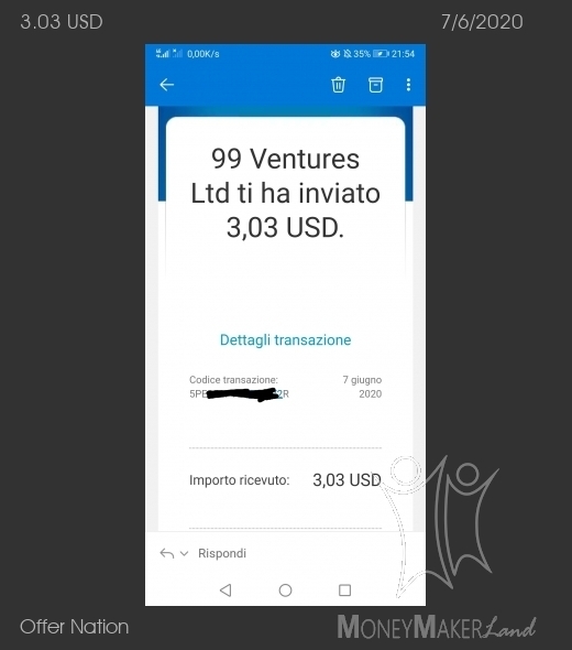 Payment 25 for Offer Nation