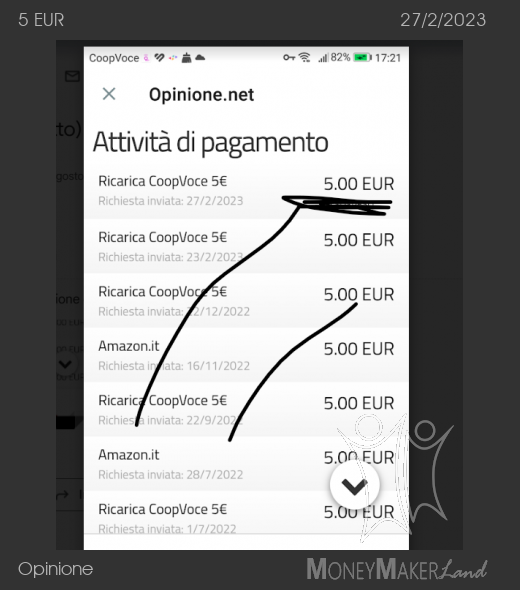 Pagamento 257 per Opinione