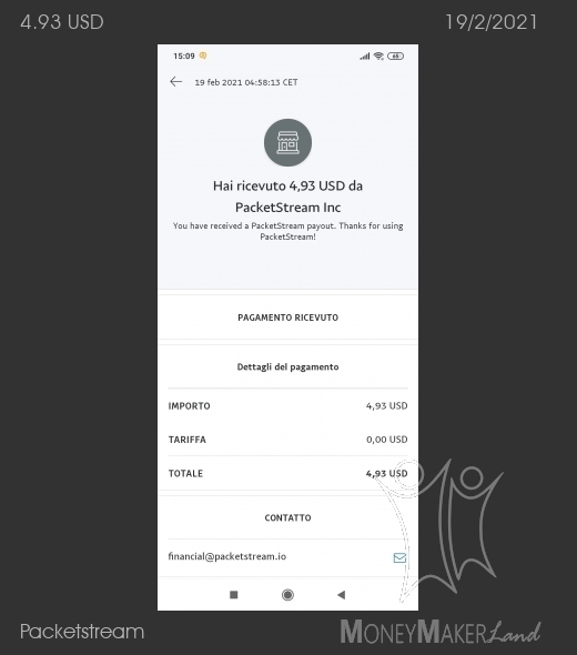 Pagamento 4 per Packetstream