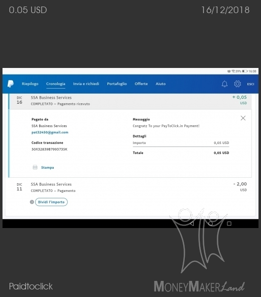 Payment 3 for Paidtoclick