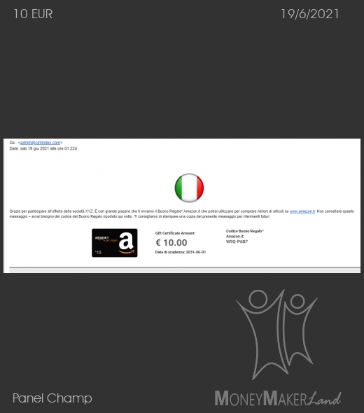 Pagamento 5 per Panel Champ