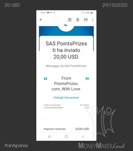 Payment 1 for Pointsprizes