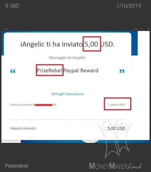 Payment 1 for Prizerebel