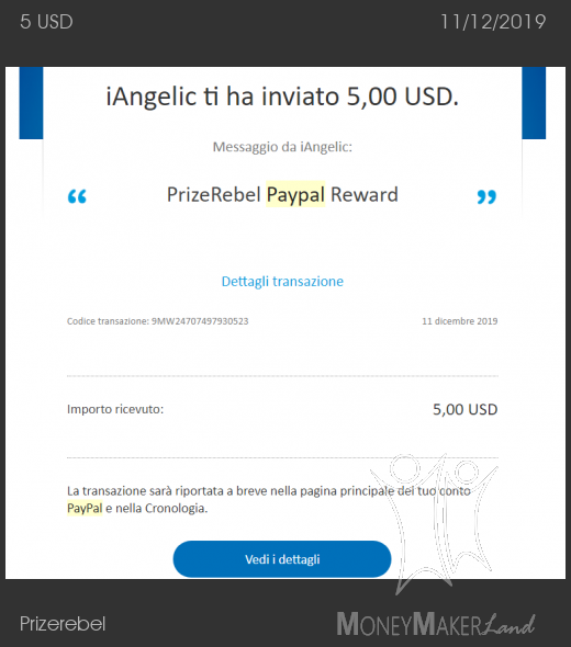 Pagamento 4 per Prizerebel