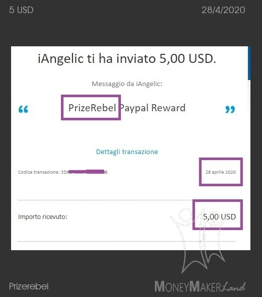 Pagamento 5 per Prizerebel