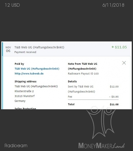 Pagamento 1 per Radioearn
