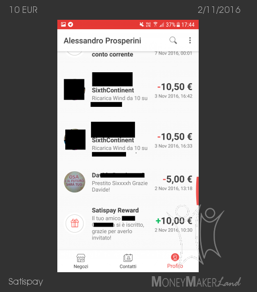 Pagamento 5 per Satispay