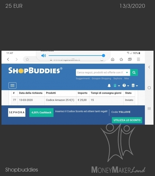Pagamento 13 per Shopbuddies