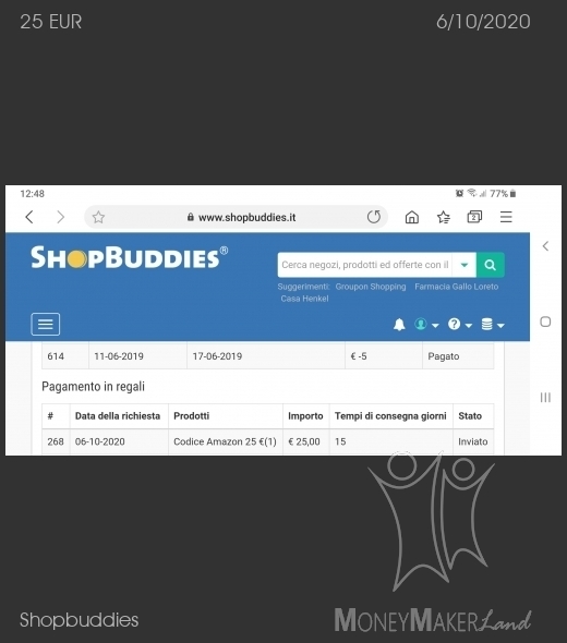 Pagamento 14 per Shopbuddies