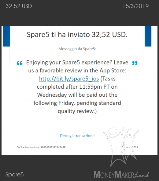 Payment 15 for Spare5