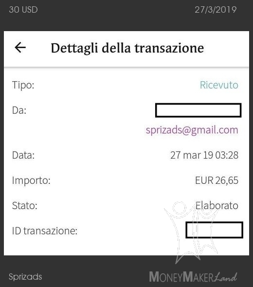 Payment 108 for Sprizads