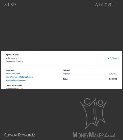 Pagamento 13 per Survey Rewardz