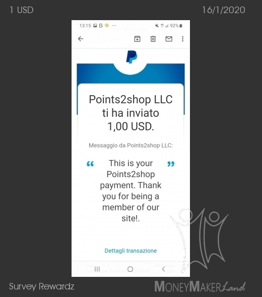 Pagamento 15 per Survey Rewardz