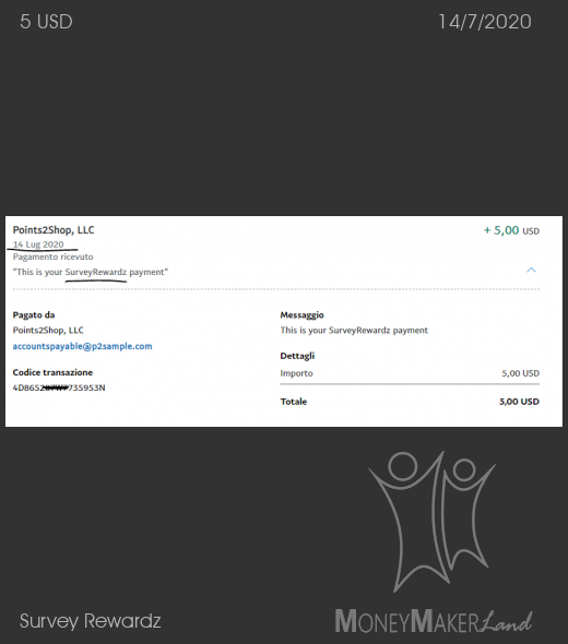 Pagamento 15 per Survey Rewardz