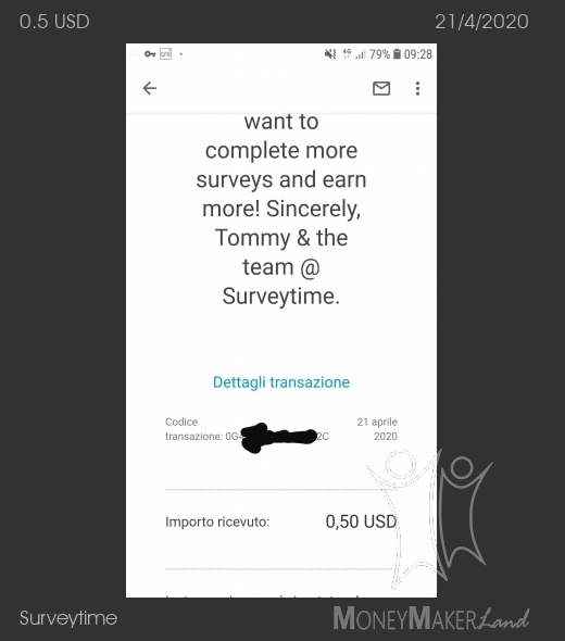 Payment 1 for Surveytime